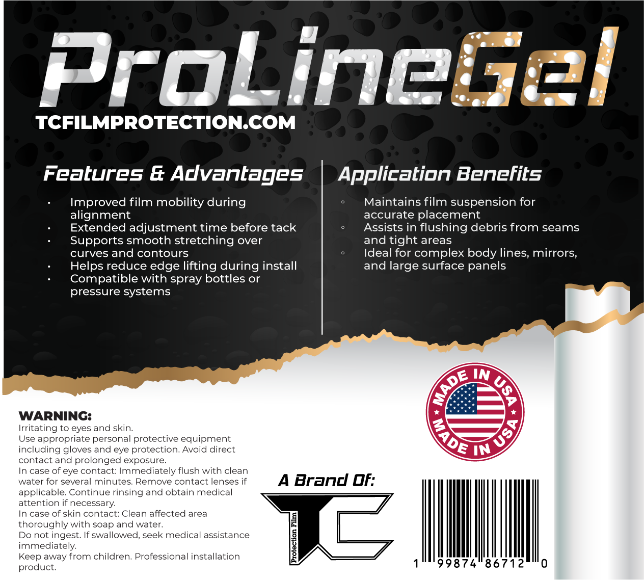 ProLineGel PPF Installation Gel – Professional Paint Protection Film Slip Solution for Precision Film Alignment, Reduced Lift, and Smooth Application