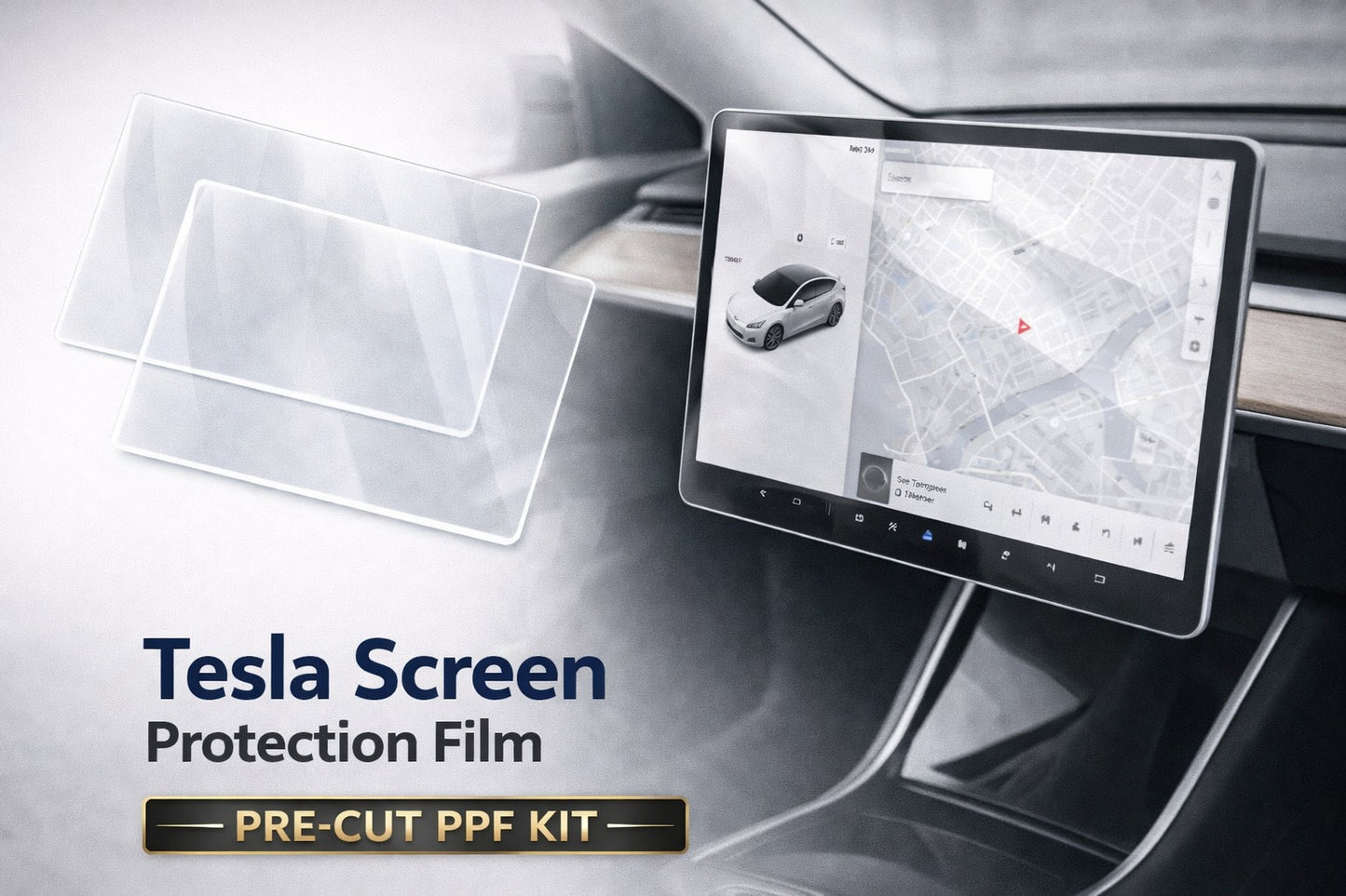 Tesla Screen Protection Film – Pre-Cut PPF Kit for Scratch, Glare & Fingerprint Protection (Includes 4 Units)